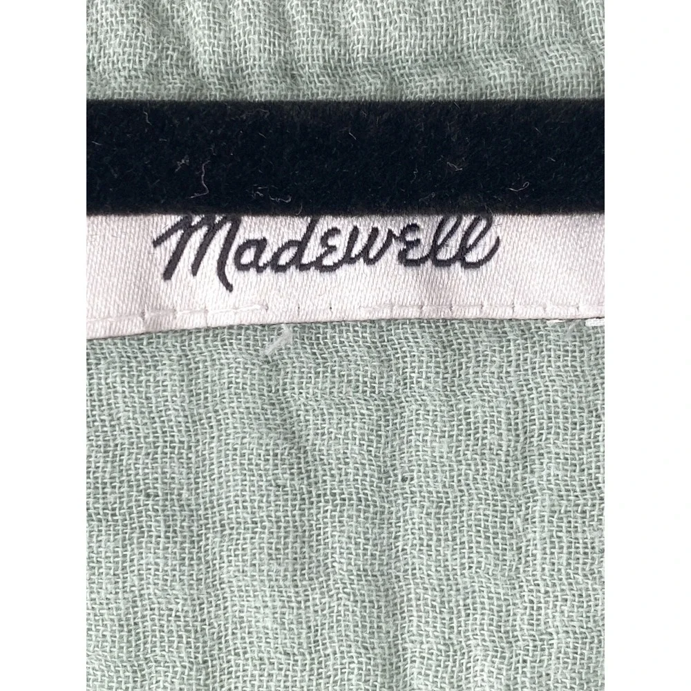 Madewell Womens Lightspun Gauze Popover Top L/XL Sage Green Clean Coastal Cotton